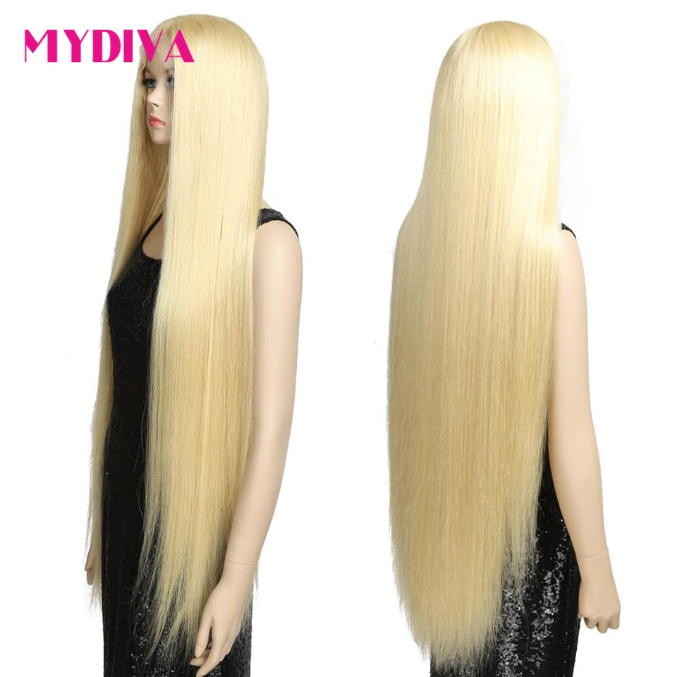 40 inch Long Full Lace Human Hair Wigs Brazilian Honey Blonde - MRD Couture International