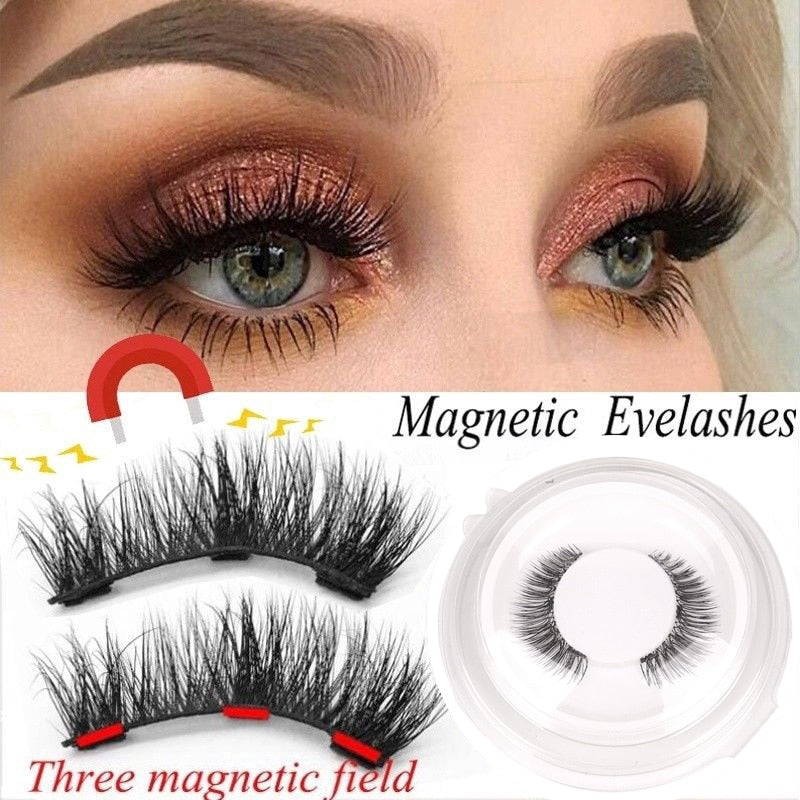 3D Magnetic Eyelashes with 3 Magnets Magnetic Lashes Natural Long False Eyelashes