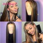 13x6 Straight Honey Blonde Ombre Color Highlight Lace Front Human Hair Wigs Remy Brazilian Pre Plucked Wig