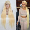 30 to 40 inches Long Full Lace Human Hair Wigs Brazilian Straight Lace Frontal Wigs 613 Blonde Hair Wigs Pre Plucked