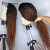 Ombre Curly Lace Human Hair 1B30 brown color 13x1 lace wig Brazilian Remy Pre Plucked
