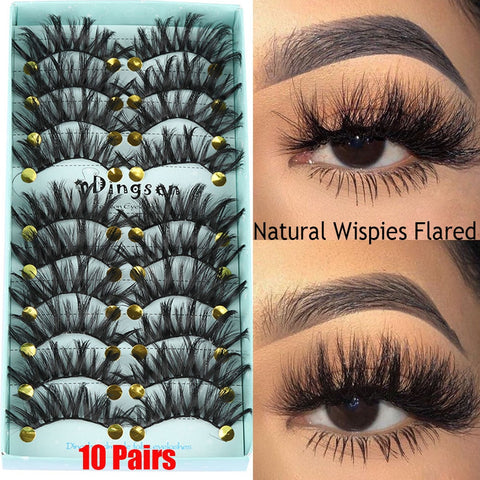 10 Pairs 3D Soft Faux Mink Hair False Eyelashes Thick Long & Natural - MRD Couture International 