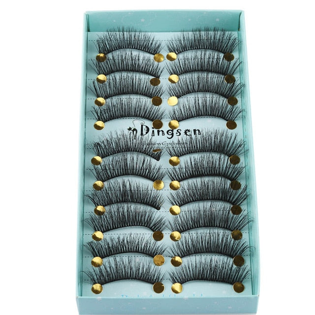 10 Pairs 3D Soft Faux Mink Hair False Eyelashes Thick Long & Natural - MRD Couture International 