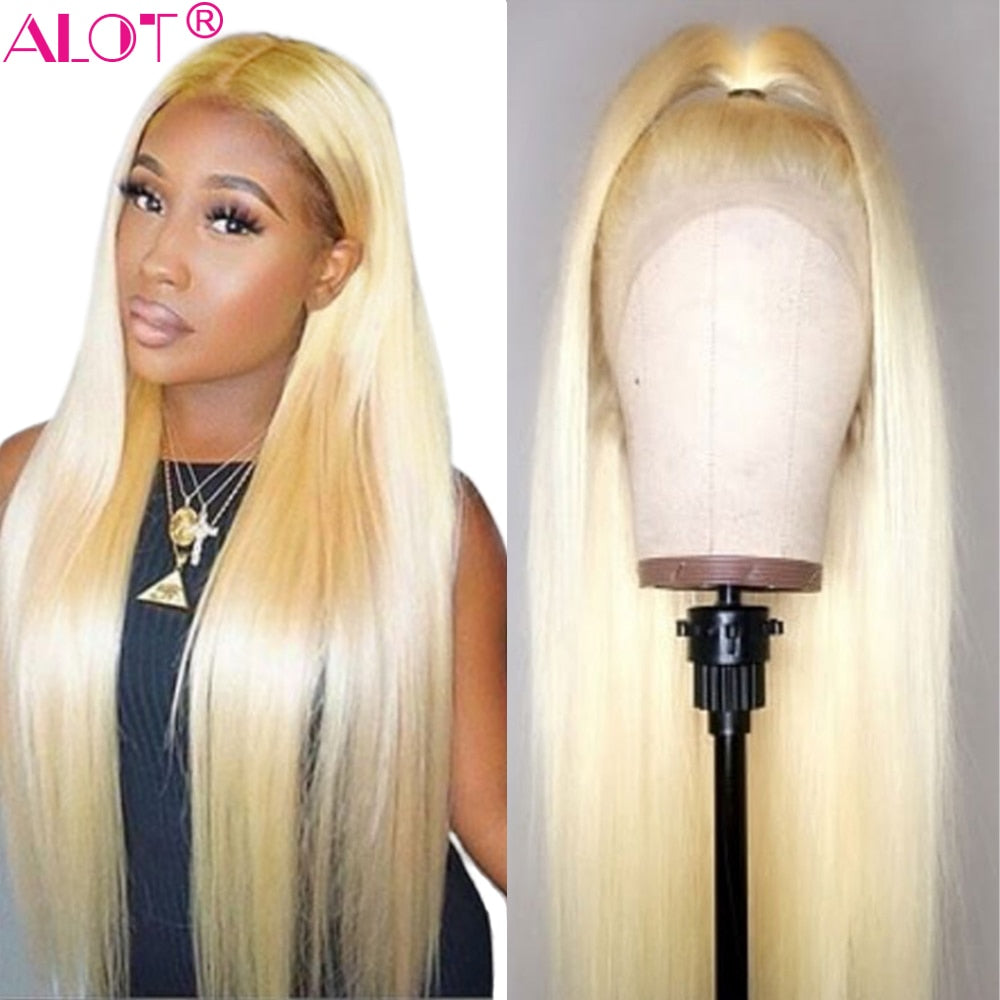 613 Blonde Lace Front Wig Brazilian Remy Straight 13x4 Lace Front Human Hair Wig - MRD Couture International 