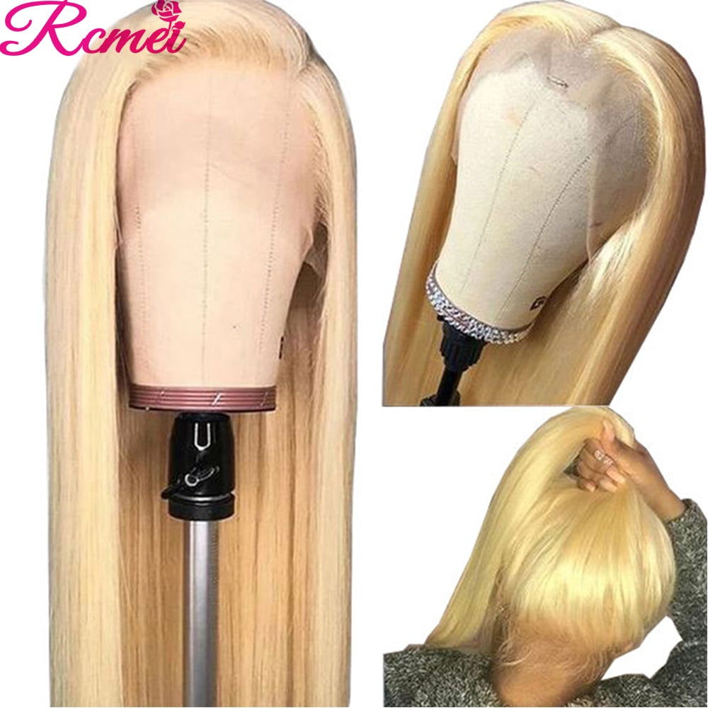 Brazilian Remy 613 Honey Blonde Straight Human Hair Lace Front Wig - MRD Couture International 