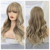 Long Ombre Wigs With Bangs Synthetic Wavy Wigs - MRD Couture International 