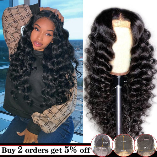 Brazilian Loose Deep Lace Front Human Hair Swiss Lace Wig - MRD Couture International 