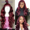 Burgundy Body Wave Lace Front Wig 13x6 Human Hair Wigs - MRD Couture International 