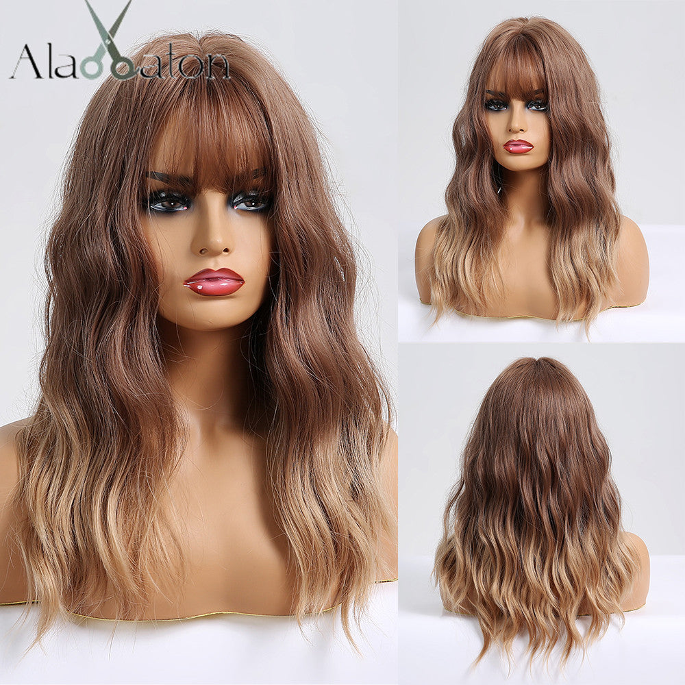 Long Wavy Ombre with Bangs Synthetic Wig