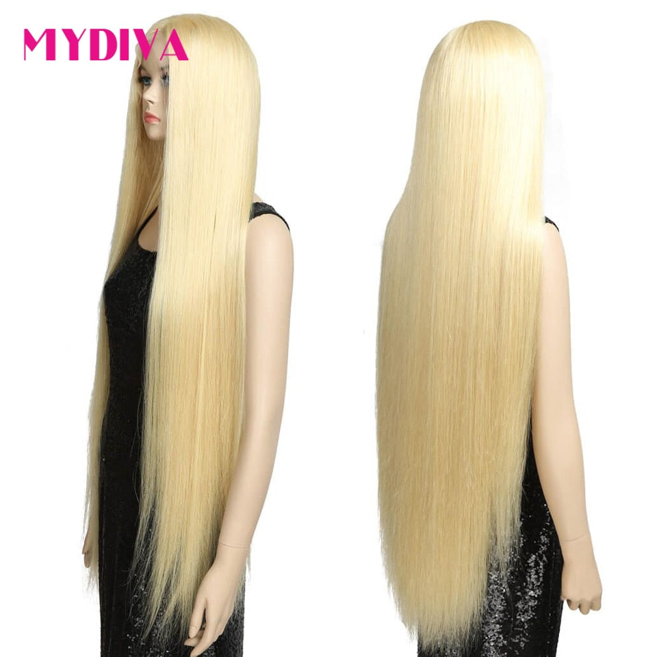 40 inch Long Full Lace Human Hair Wigs Brazilian Honey Blonde - MRD Couture International 