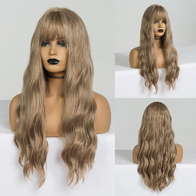 Long Ombre Synthetic Wigs Middle Part Water Wave Wig
