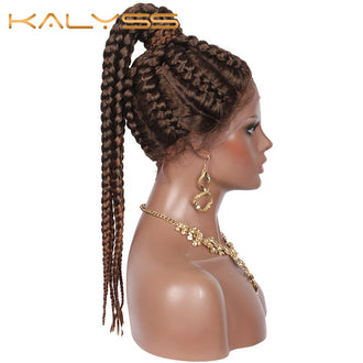 7 Box Braids Wig 22 Inches Swiss Lace Front Heat Resistant Synthetic Wig - MRD Couture International 