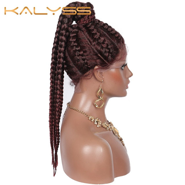 7 Box Braids Wig 22 Inches Swiss Lace Front Heat Resistant Synthetic Wig - MRD Couture International 