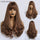 Long Ombre Brown Wavy Wigs Hightlight Natural Middle  Part Synthetic Wig