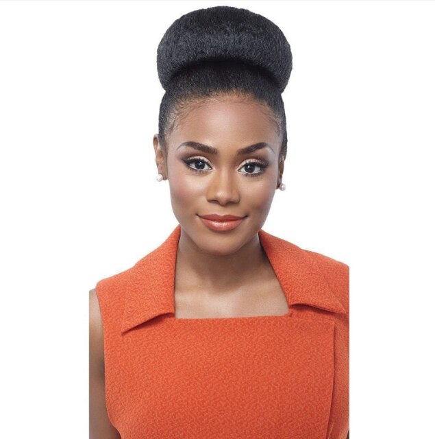 Synthetic Hair Bun And Bang Set Heat Resistant  Chignons Ponytail  Clip in Hair Extension