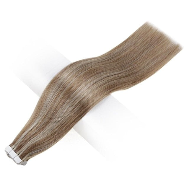 Tape in Hair Balayage Color 100% Real Human Hair Extensions 20 Pcs 50g Seamless Tape on Remy Hair Extensions