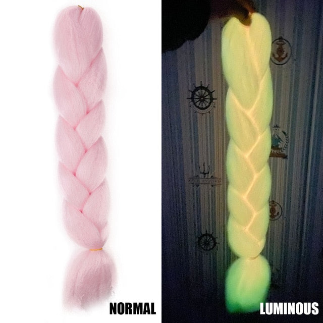 Neon Glowing Hair Florescent Synthetic Jumbo Braids 24inch 100g kanekalon