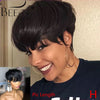 150% Pixie Short Cut Natural Black Color Straight Glueless Brazilian Remy Hair Wig