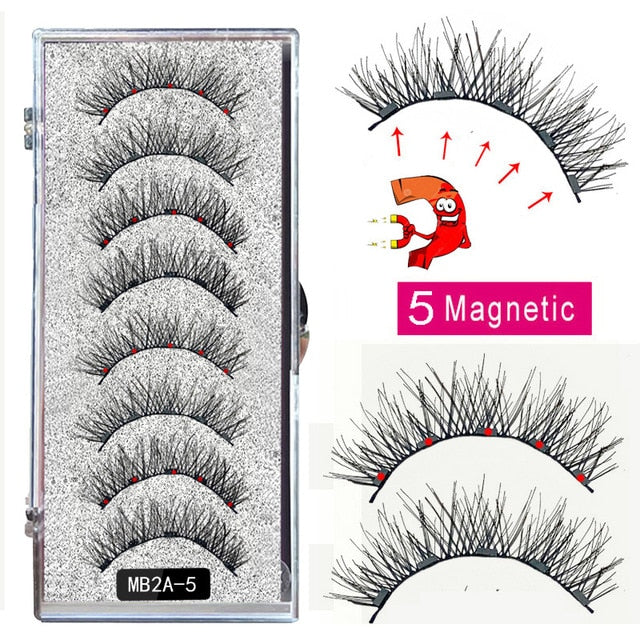5 Magnetic Eyelash Set Long 3D Mink Magnetic Faux Thick False Eyelashes