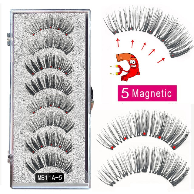 5 Magnetic Eyelash Set Long 3D Mink Magnetic Faux Thick False Eyelashes