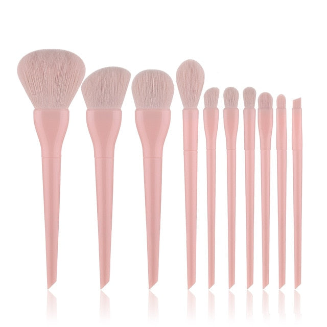 10pcs Natural Hair Colorful Makeup Brushes Professional Blending Brush Set