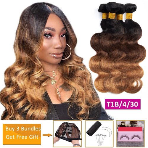 Blonde Ombre Human Hair Bundle Deals Body Wave Bundles Non Remy Brazilian Extensions