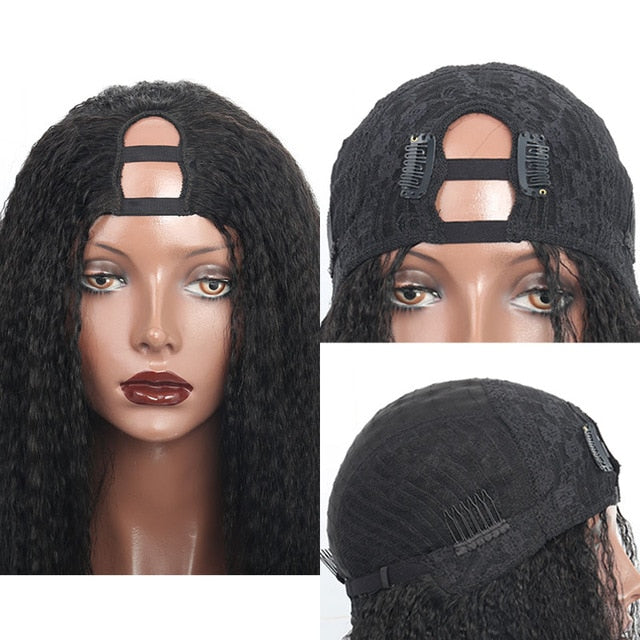 Kinky Straight Full Lace Human Hair Wigs Yaki 250 Density Lace Front Wig