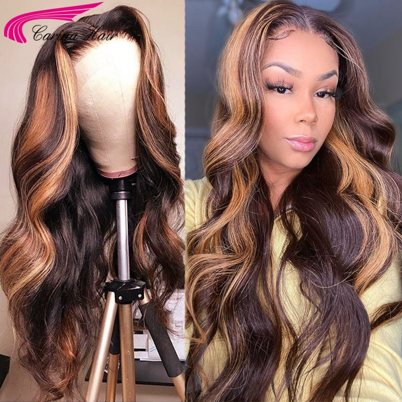 Lace Front Human Body Wave/Straight Wig Blonde Ombre  display picture 2