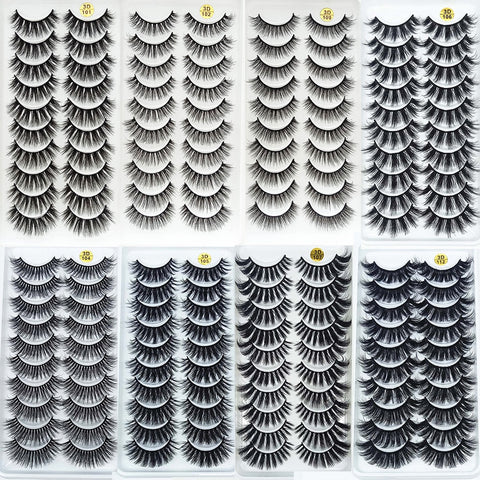 10 Pairs 3D Mink Eyelashes Natural Long Dramatic Lash Extensions Hand Made Fake Eyelashes