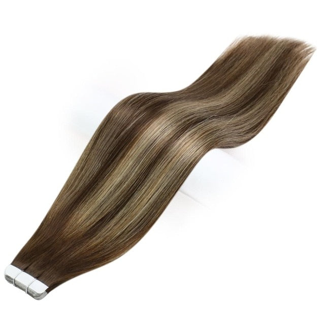 Tape in Human Hair Extensions Ombre 40pcs 100g Balayage Seamless Blonde Remy Extensions