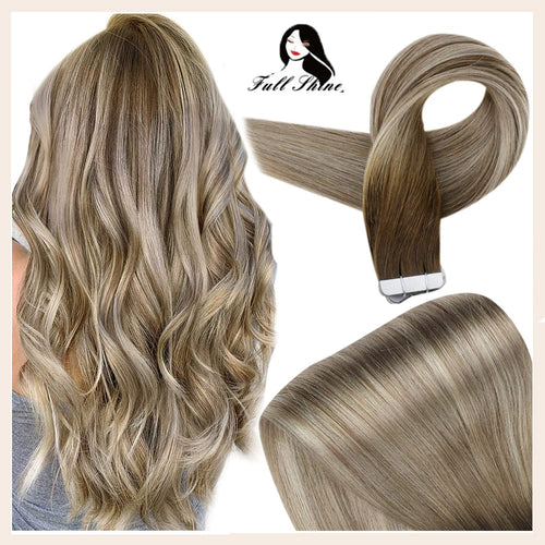 Tape in Hair Balayage Color 100% Real Human Hair Extensions 20 Pcs 50g Seamless Tape on Remy Hair Extensions