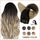 Clip on Human Hair Extensions Balayage Ombre Blonde Black 7pcs 100g Double Weft 100% Remy