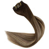 Clip on Human Hair Extensions Balayage Ombre Blonde Black 7pcs 100g Double Weft 100% Remy