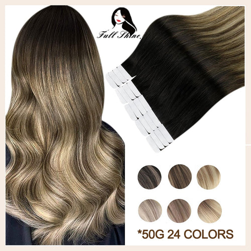 Tape In Human Hair Extensions Balayage Omber Blonde Brown 100% Human Hair Skin Weft Remy Extensions