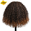 Kinky Curly Bob Wig Soft Synthetic Water Wave Ombre Glueless Wig