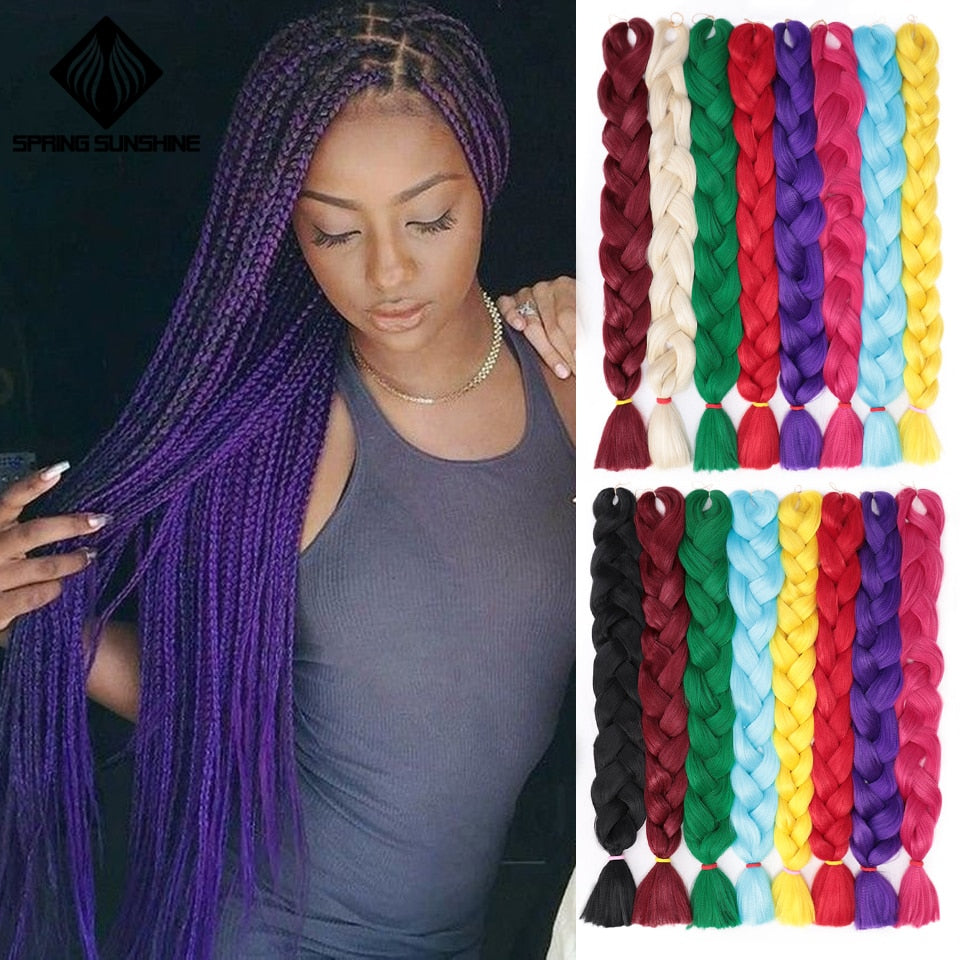 165g 1-3-5PCS Synthetic Braiding Hairs Jumbo braids Hair Extensions Pure Color