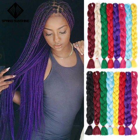 165g 1-3-5PCS Synthetic Braiding Hairs Jumbo braids Hair Extensions Pure Color