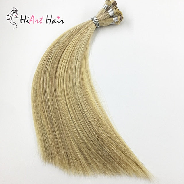 15g/pc Hand Tied Weft Hair Extensions In Human Remy Hair Double Drawn Hair Weft Extension Hand Made Straight Hair 18"-22" inches