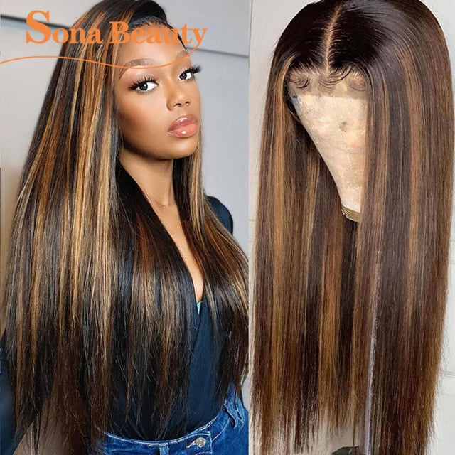 #4/30 Highlight Wig ombré Colored Lace Front Human Hair Wigs Pre Plucked