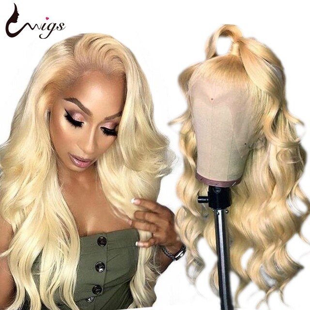 613 Blonde Lace Front Wig Human Hair 30 inch Body Wave Transparent  Remy Wig