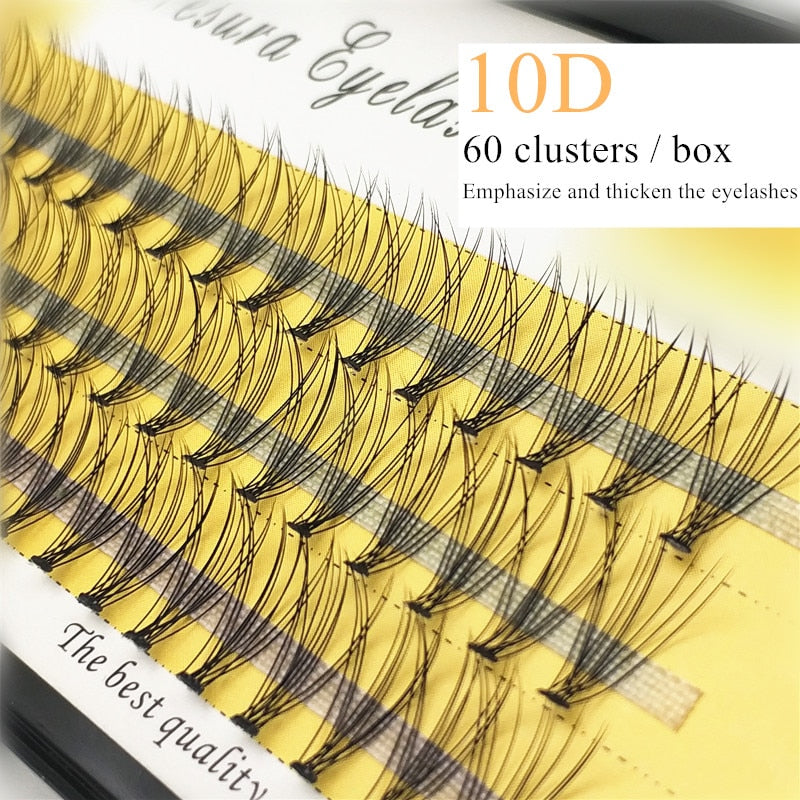 60 cluster/box Individual eyelashes 0.07/0.1 thick cluster eyelash extension,3D lashes natural wholesale
