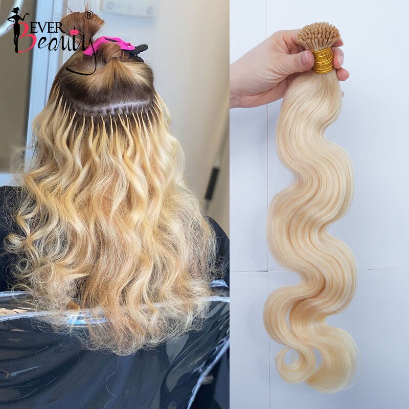 613 Blonde Body Wave Human Hair I Tip Microlinks Brazilian Virgin I Tip Hair Extensions