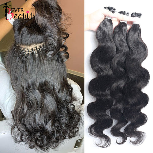 Body Wave Microlinks I Tip Hair Extensions Indian Natural Wavy Virgin Bulk Hair For Women 100% Human Hair Extensions