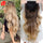 24 Inch Wavy 3/4 Half Wig Long Synthetic Ombre Blonde Wigs Hair Clips 210g