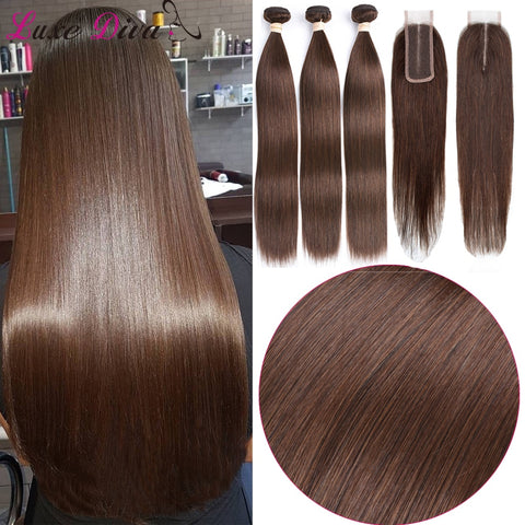 2x4 Closure Brazilian Human Hair Extensions 26-30 inches