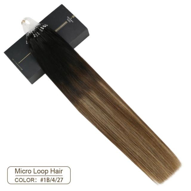 Micro Loop Human Hair Extensions 14-24" Natural Hair Micro Loop Ring Hair Extensions 1g/1s 50g/100g Set