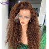 Brazilian Remy Brown Curly Lace Front Wigs 250% Density 13x4 Lace Front Human Hair Wig