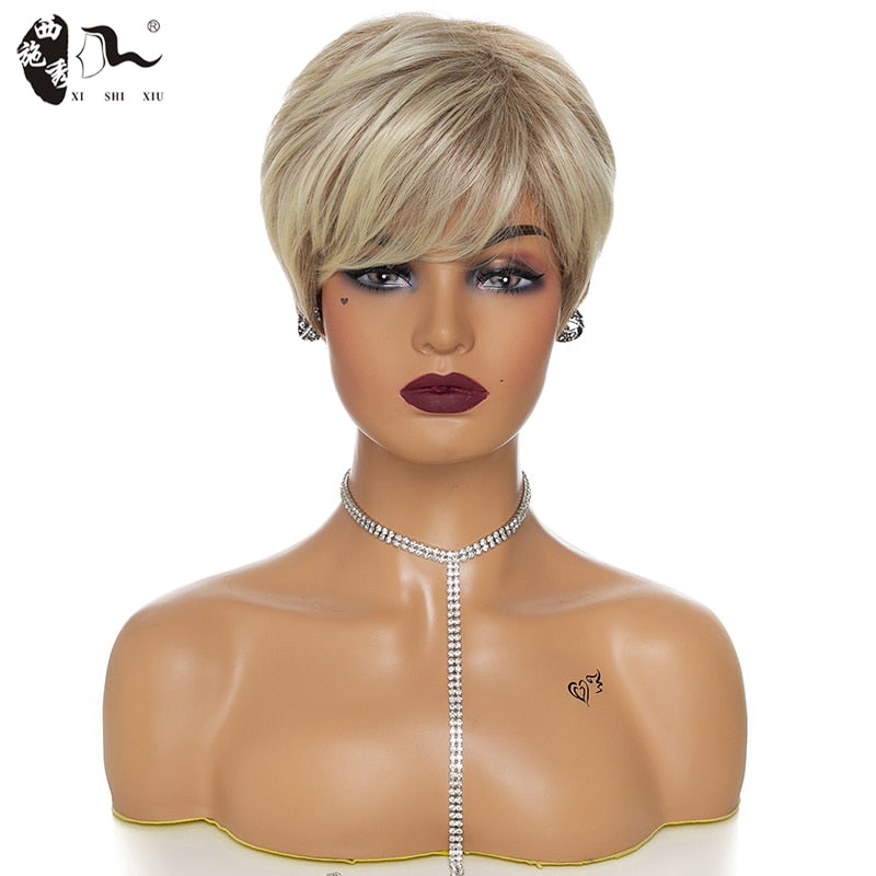Synthetic Short Ombre Blonde Natural Hair Heat Resistant Wig 