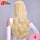 24 Inch Wavy 3/4 Half Wig Long Synthetic Ombre Blonde Wigs Hair Clips 210g