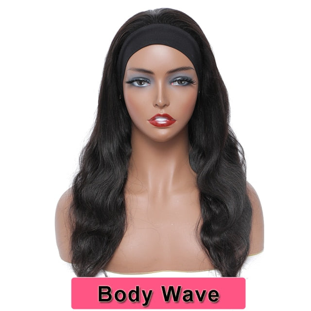 Human Hair Headband Wigs Water Wave Deep Body Wave Kinky Curly 180% Density Wig